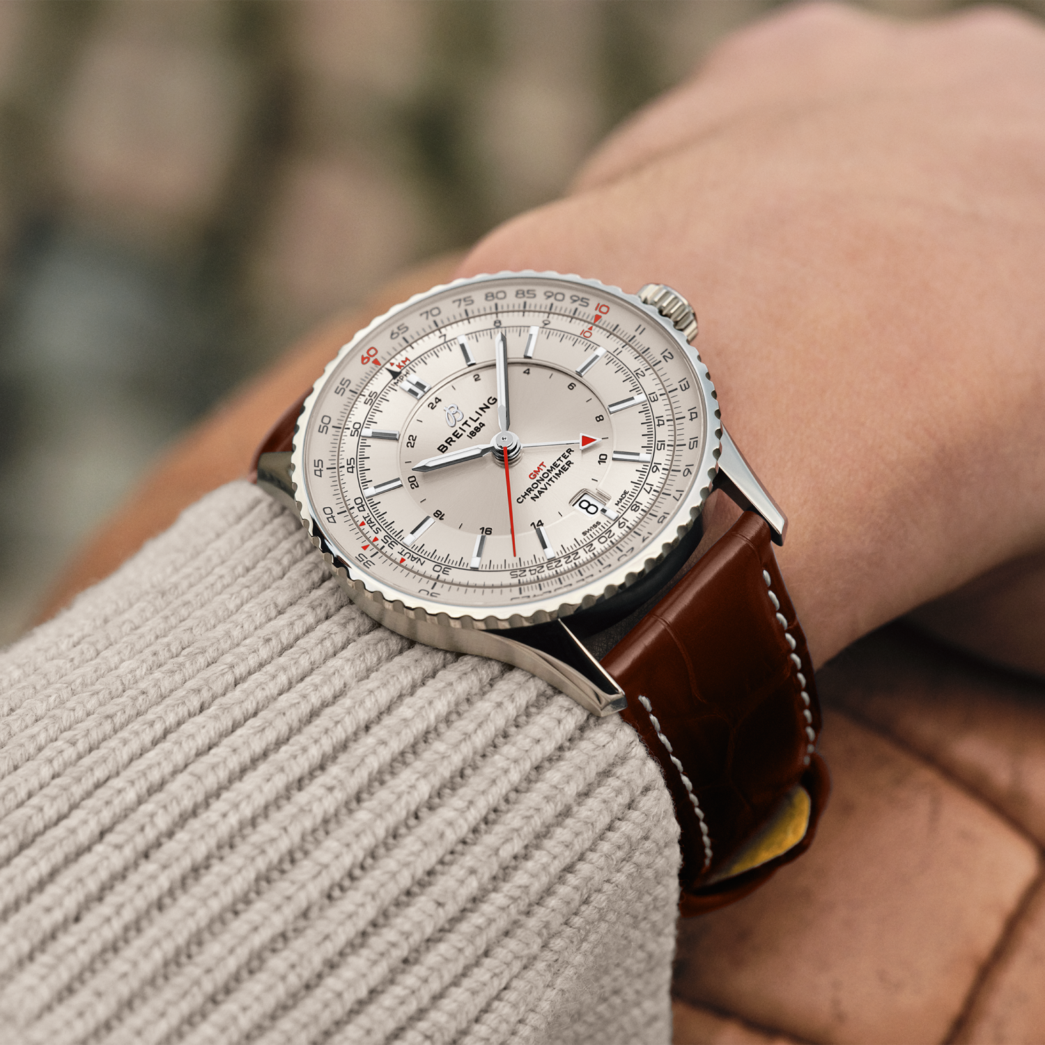 Breitling Navitimer Automatic GMT 41 A32310211G1P1 on wrist