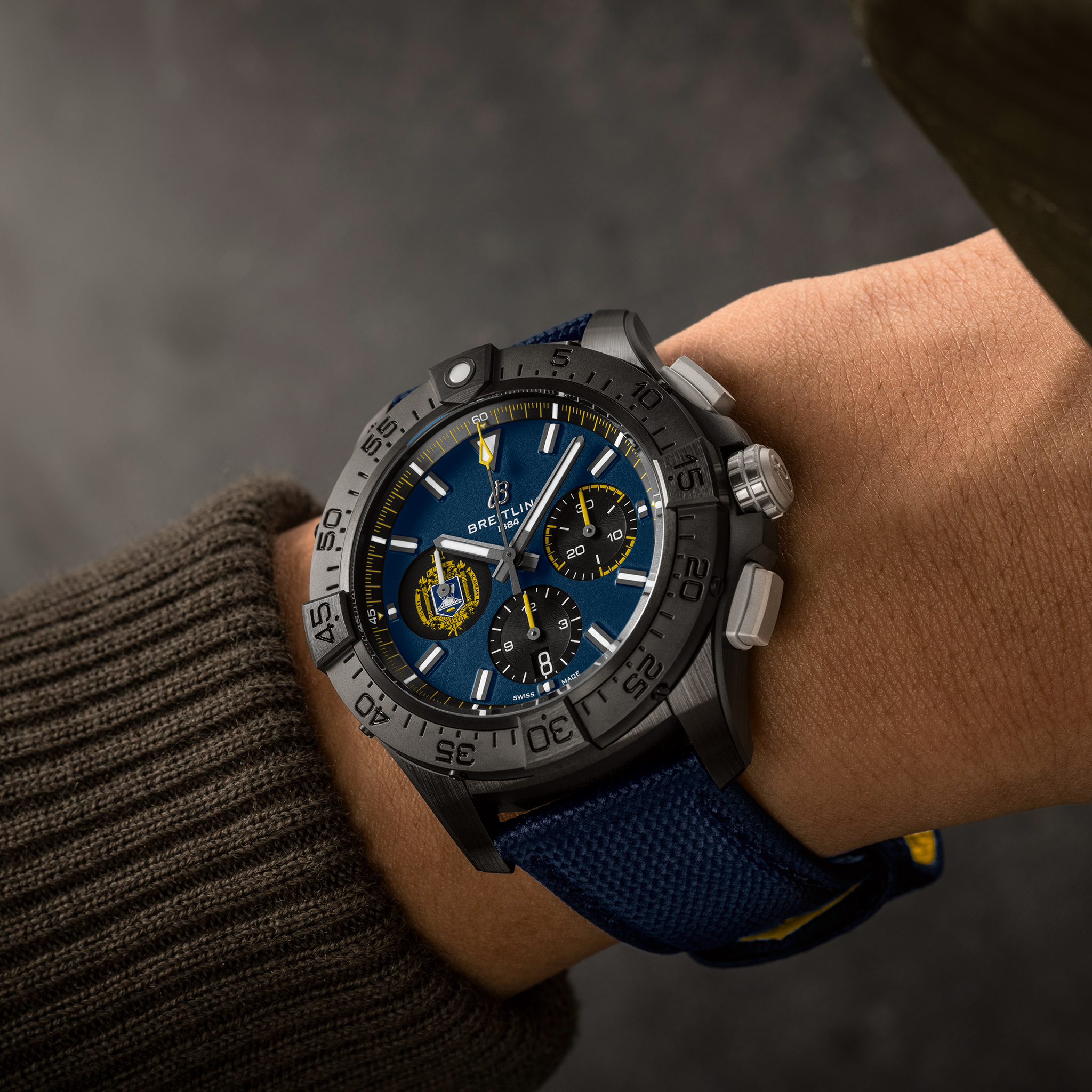 Breitling Avenger B01 44 Night Mission SB01474A1C1X1 on wrist