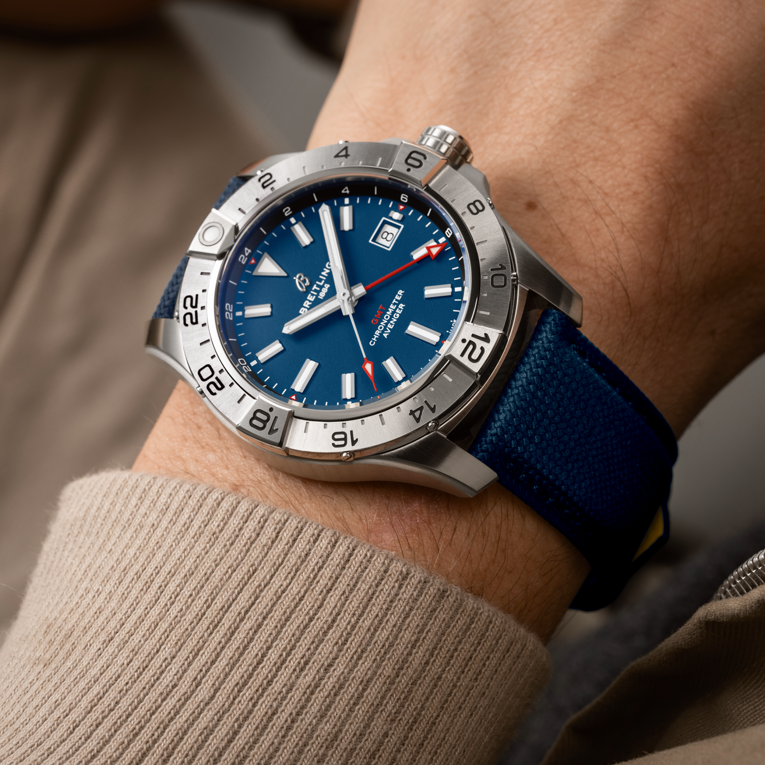 Breitling Avenger Automatic GMT 44 A32320101C1X1 on wrist