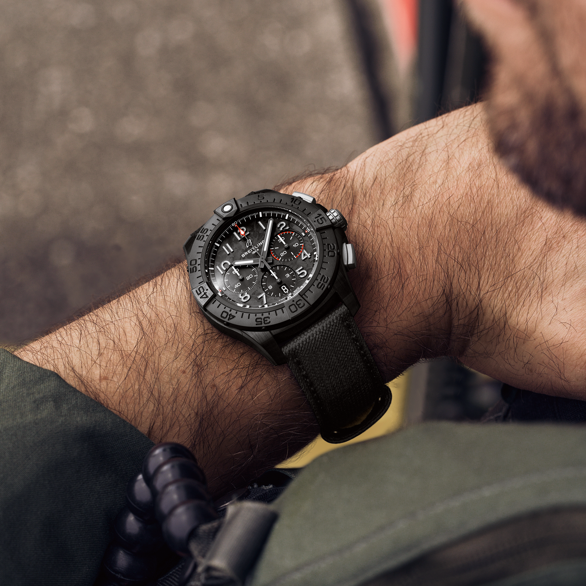 Breitling Avenger B01 44 Night Mission SB0147101B1X1 on wrist